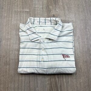 Boston Golf Club B. Draddy Short Sleeve Polo Shirt White Striped Mens Size Large